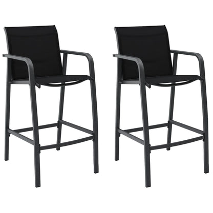Garden Bar Chair | Set of 2 | Black | Steel, Textilene | Standard
