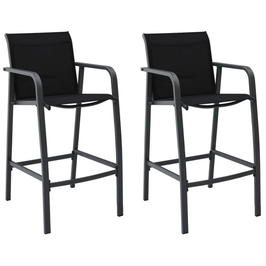 Garden Bar Chair | Set of 2 | Black | Steel, Textilene | Standard