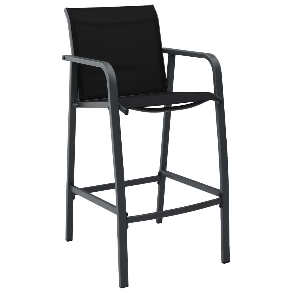 Garden Bar Chair | Set of 2 | Black | Steel, Textilene | Standard