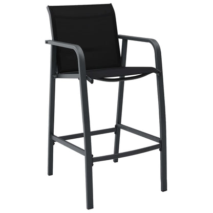 Garden Bar Chair | Set of 2 | Black | Steel, Textilene | Standard