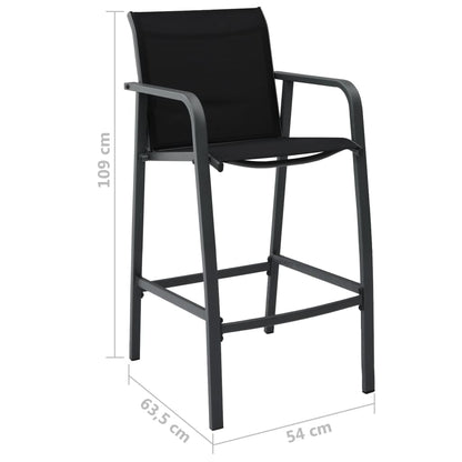 Garden Bar Chair | Set of 2 | Black | Steel, Textilene | Standard