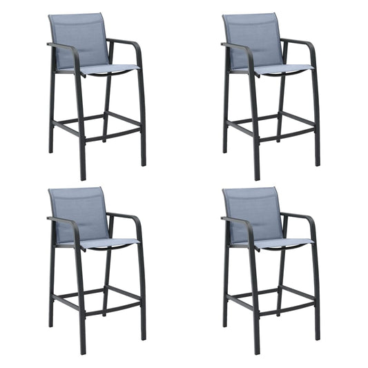Garden Bar Chair | Set of 4 | Grey | Textilene, Steel | Standard
