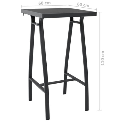 Garden Bar Table Black 60x60x110 cm Tempered Glass