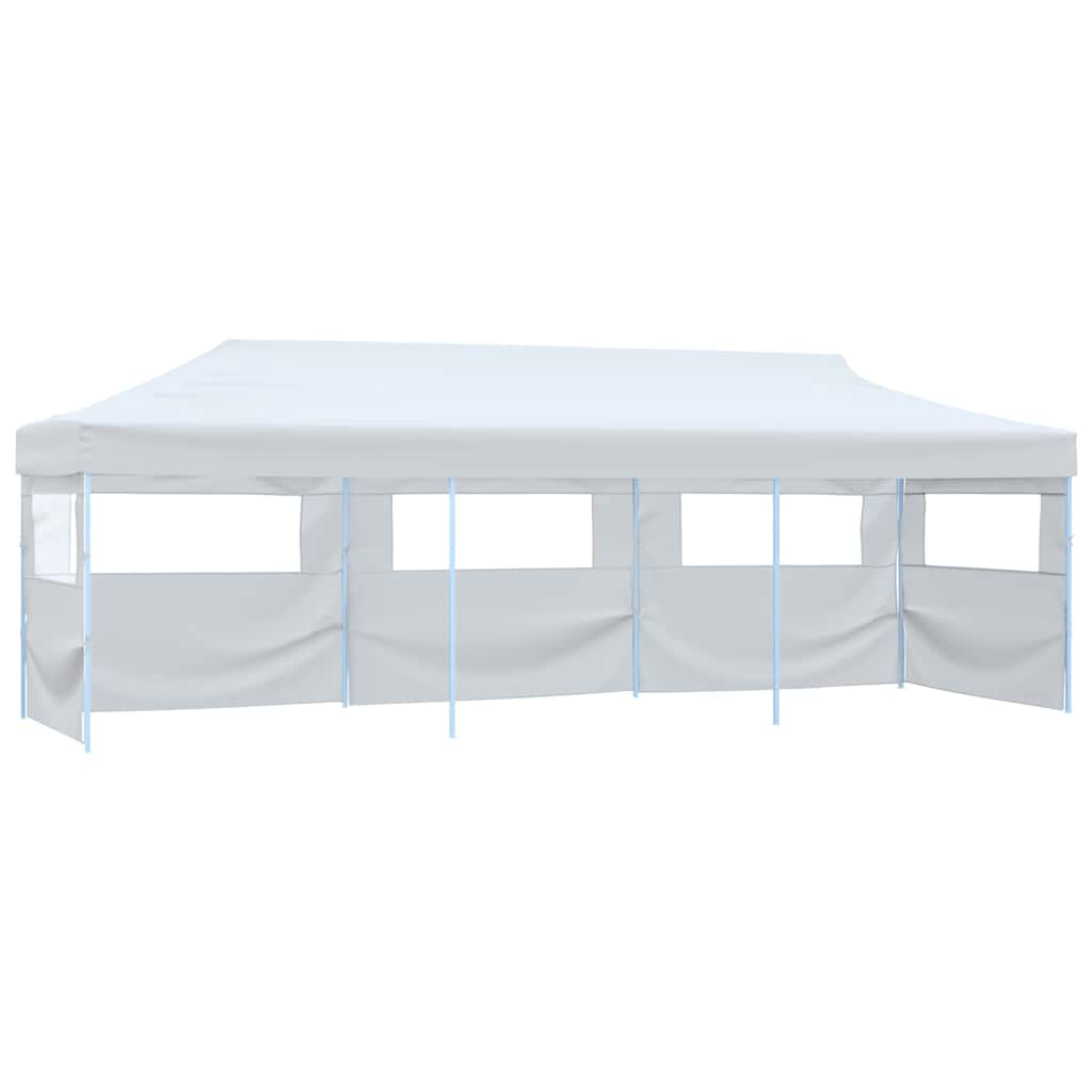 Folding Pop-up Party Tent with 5 Sidewalls 3x9 m White