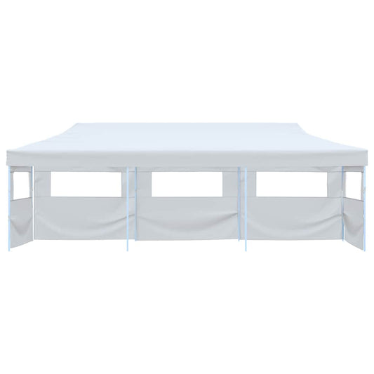 Folding Pop-up Party Tent with 5 Sidewalls 3x9 m White
