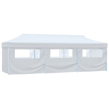 Folding Pop-up Party Tent with 8 Sidewalls 3x9 m White