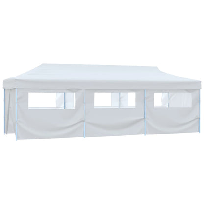 Folding Pop-up Party Tent with 8 Sidewalls 3x9 m White