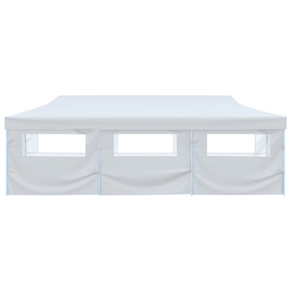 Folding Pop-up Party Tent with 8 Sidewalls 3x9 m White