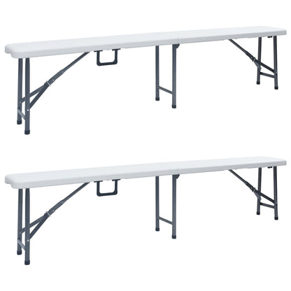 Patio Bench | Set of 2 | White, Black | Steel, HDPE | Large | Foldable