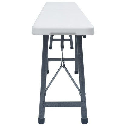 Patio Bench | Set of 2 | White, Black | Steel, HDPE | Large | Foldable