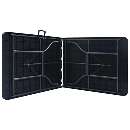 Folding Garden Table Black 180x75x72 cm HDPE Imitation Rattan