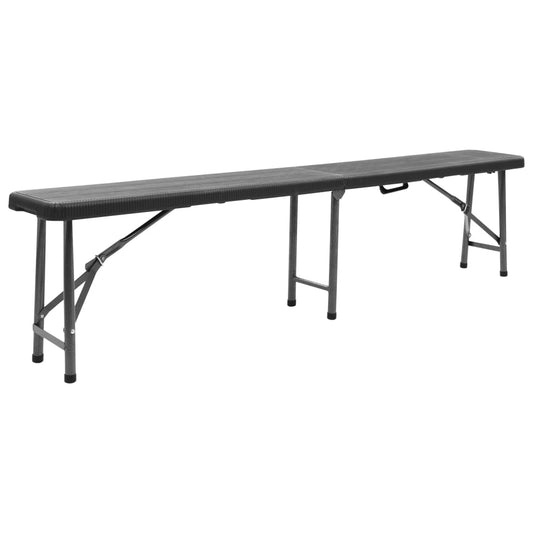 Garden Bench | Set of 2 | Black | Powder-coated steel, HDPE | 180 cm