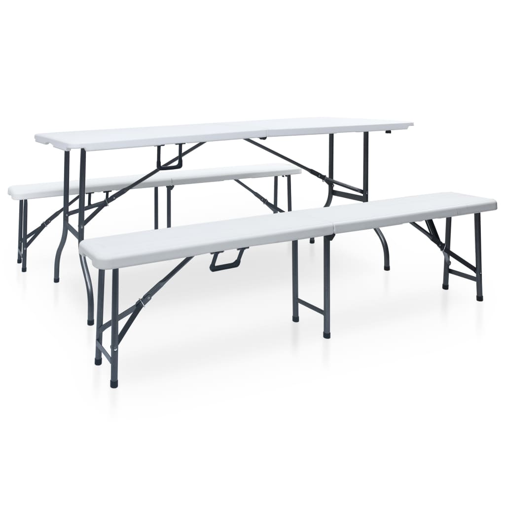 Garden Dining Set | White and black | Steel with powder coat, HDPE