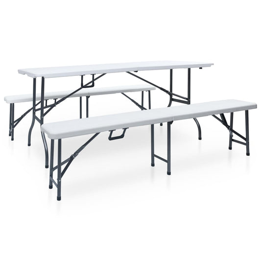 Garden Dining Set | White and black | Steel with powder coat, HDPE