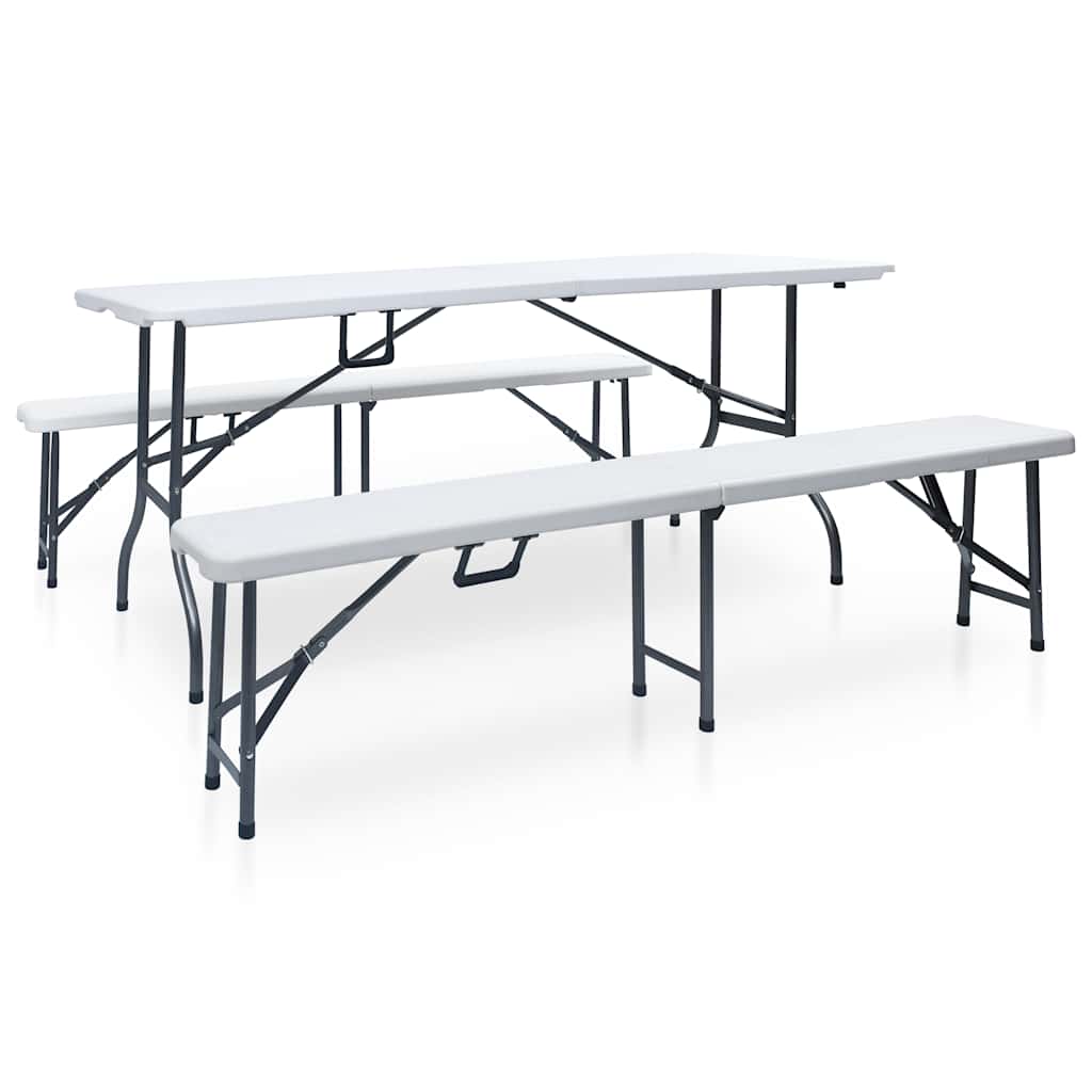 Garden Dining Set | White and black | Steel with powder coat, HDPE