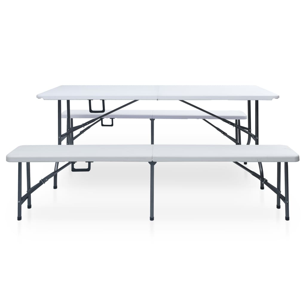 Garden Dining Set | White and black | Steel with powder coat, HDPE