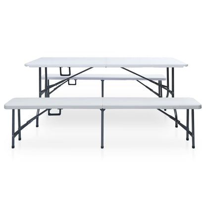 Garden Dining Set | White and black | Steel with powder coat, HDPE
