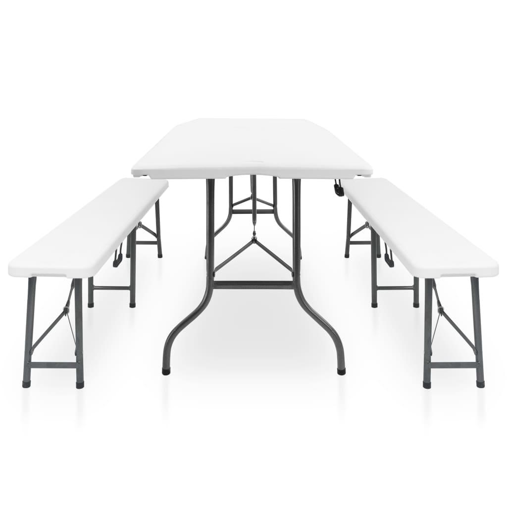 Garden Dining Set | White and black | Steel with powder coat, HDPE