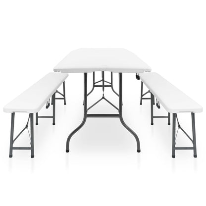 Garden Dining Set | White and black | Steel with powder coat, HDPE