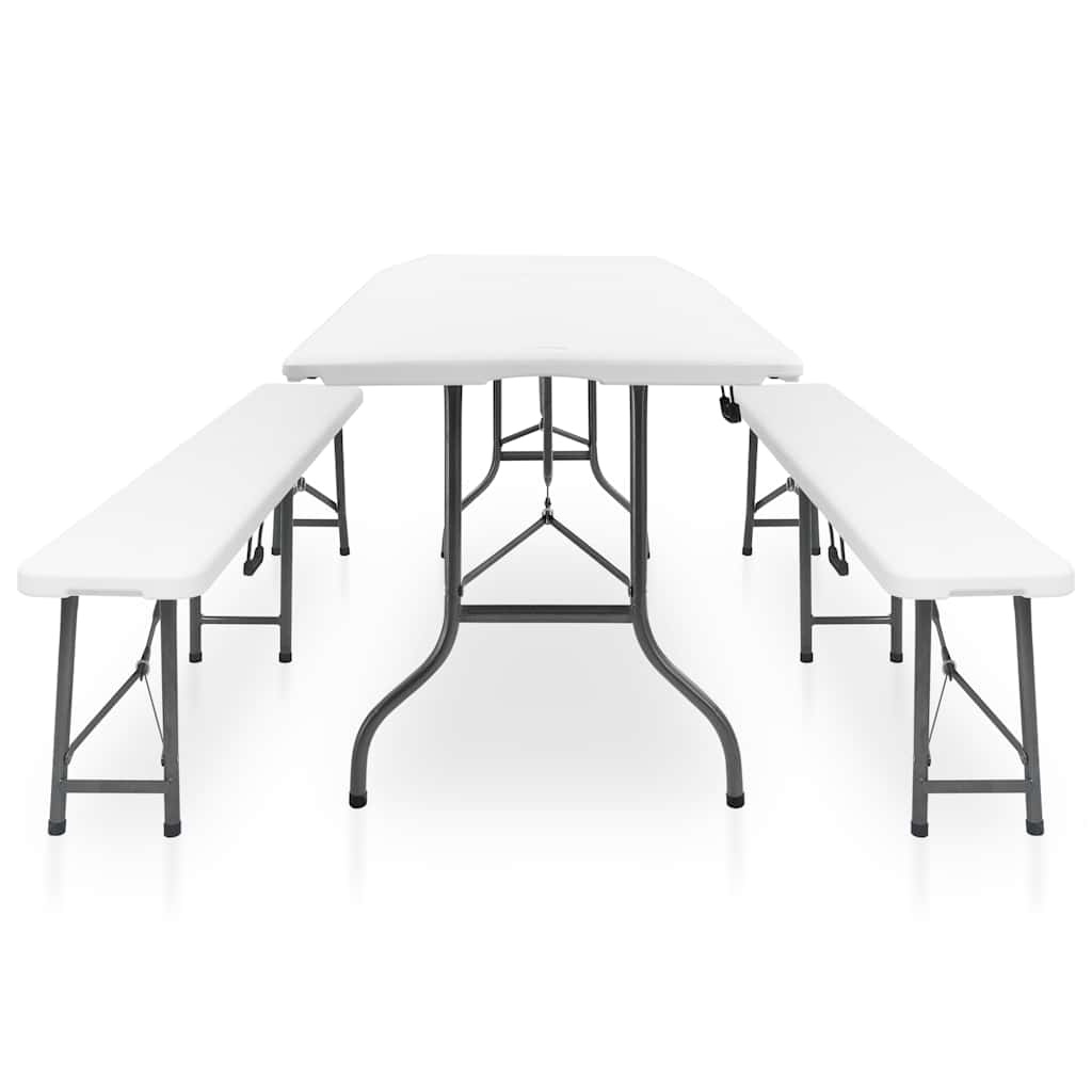 Garden Dining Set | White and black | Steel with powder coat, HDPE