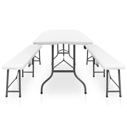 Garden Dining Set | White and black | Steel with powder coat, HDPE