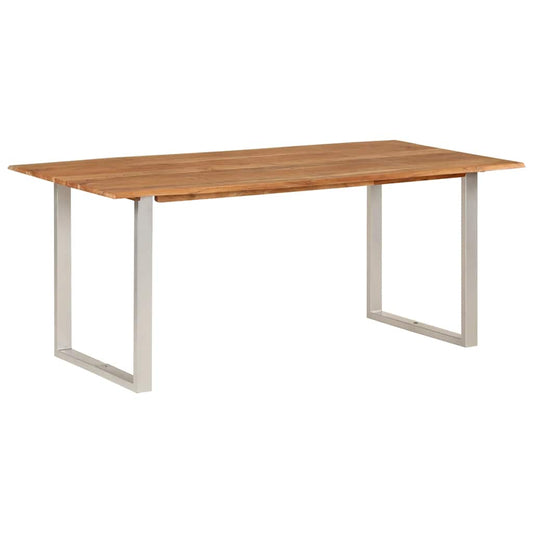 Dining Table | Natural wood with silver legs