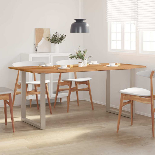 Dining Table | Natural wood with silver legs