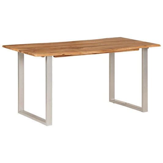 Dining Table | Acacia wood grain and silver legs