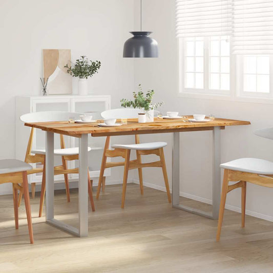 Dining Table | Acacia wood grain and silver legs