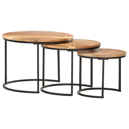 Nesting Tables 3 pcs Solid Acacia Wood