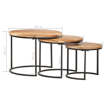 Nesting Tables 3 pcs Solid Acacia Wood