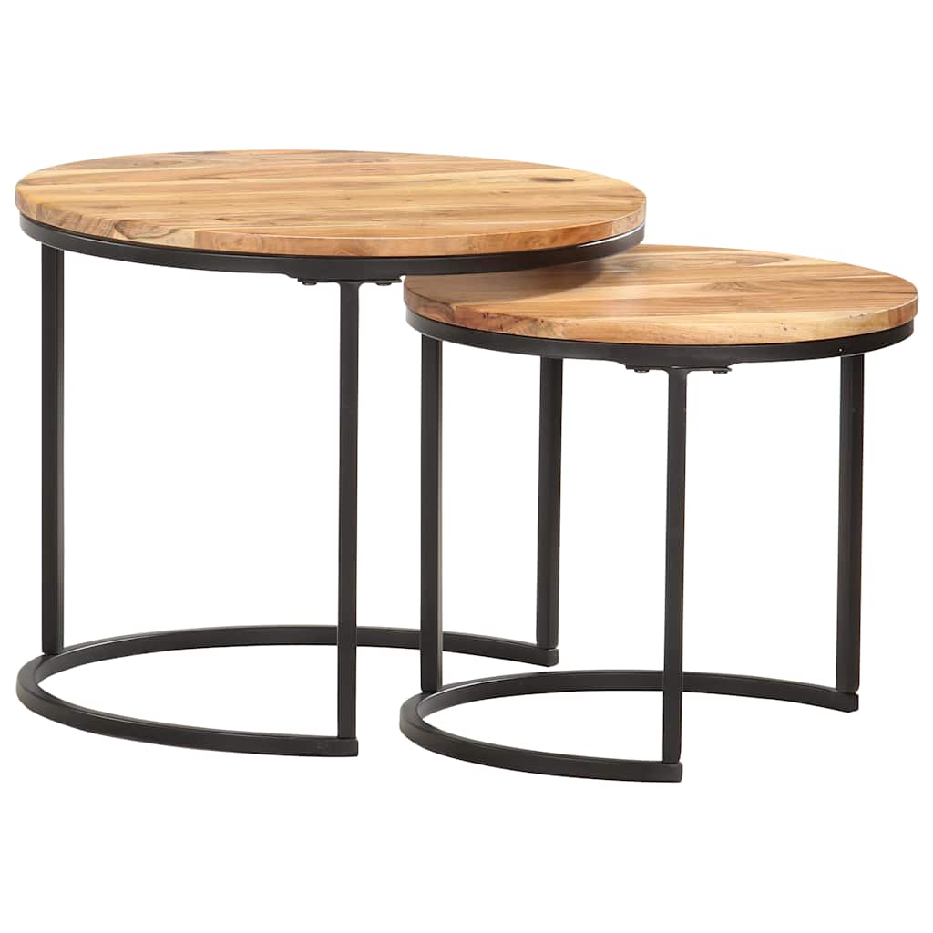 286186 vidaXL Nesting Tables 2 pcs Solid Acacia Wood