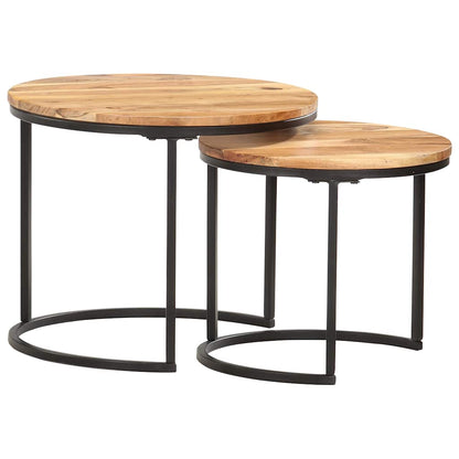 286186 vidaXL Nesting Tables 2 pcs Solid Acacia Wood
