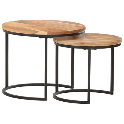 286186 vidaXL Nesting Tables 2 pcs Solid Acacia Wood