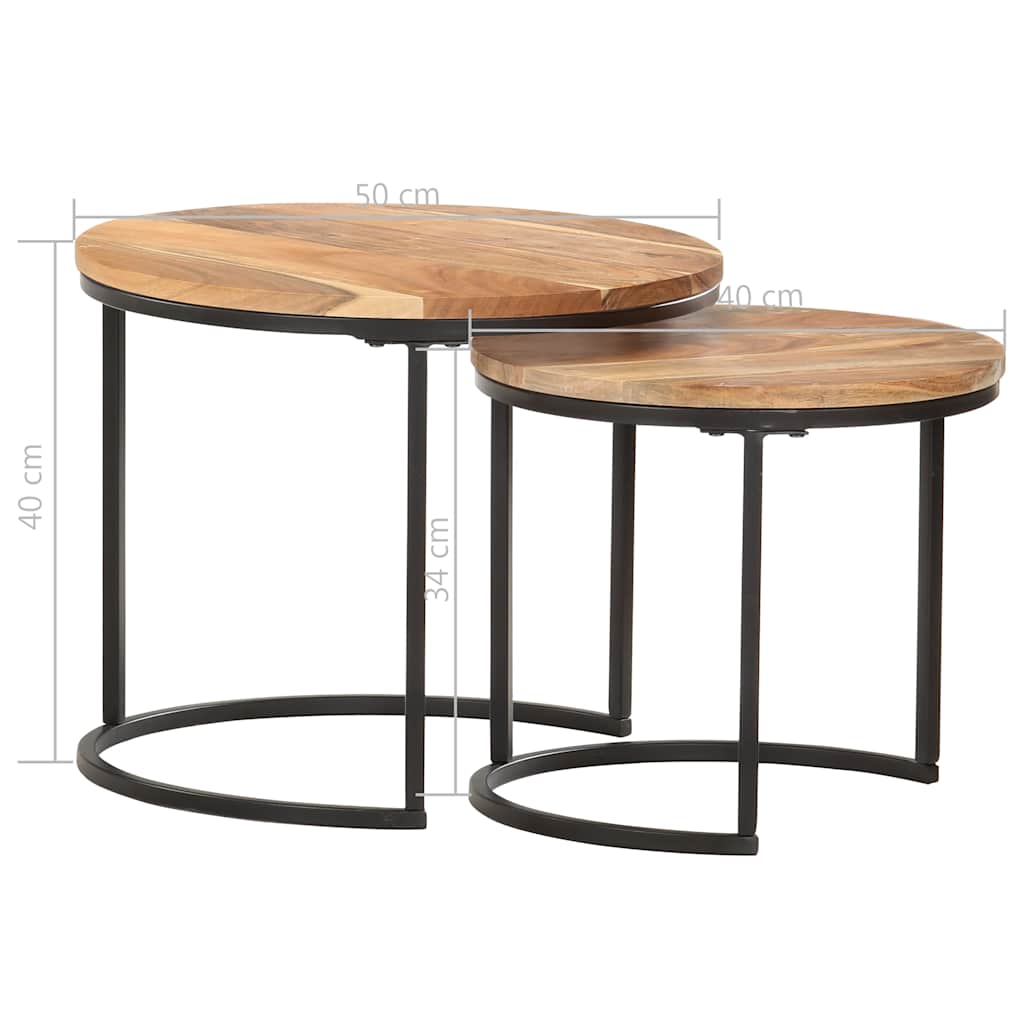 286186 vidaXL Nesting Tables 2 pcs Solid Acacia Wood