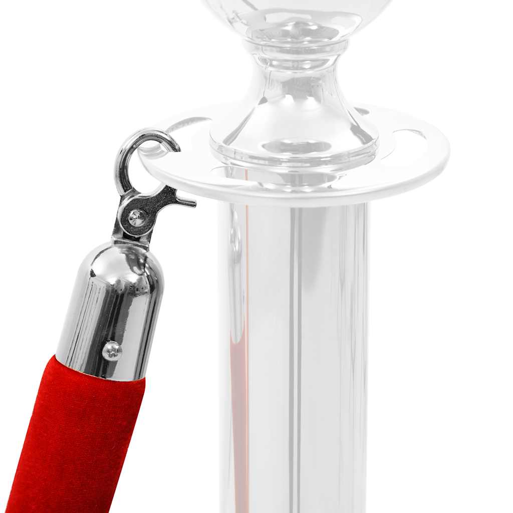 Stanchion Stand Rope Red and Silver Velvet
