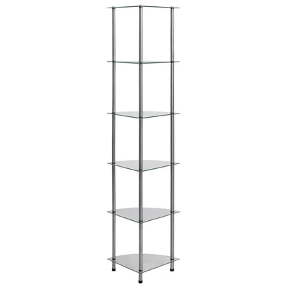 6-Tier Shelf Transparent 30x30x160 cm Tempered Glass