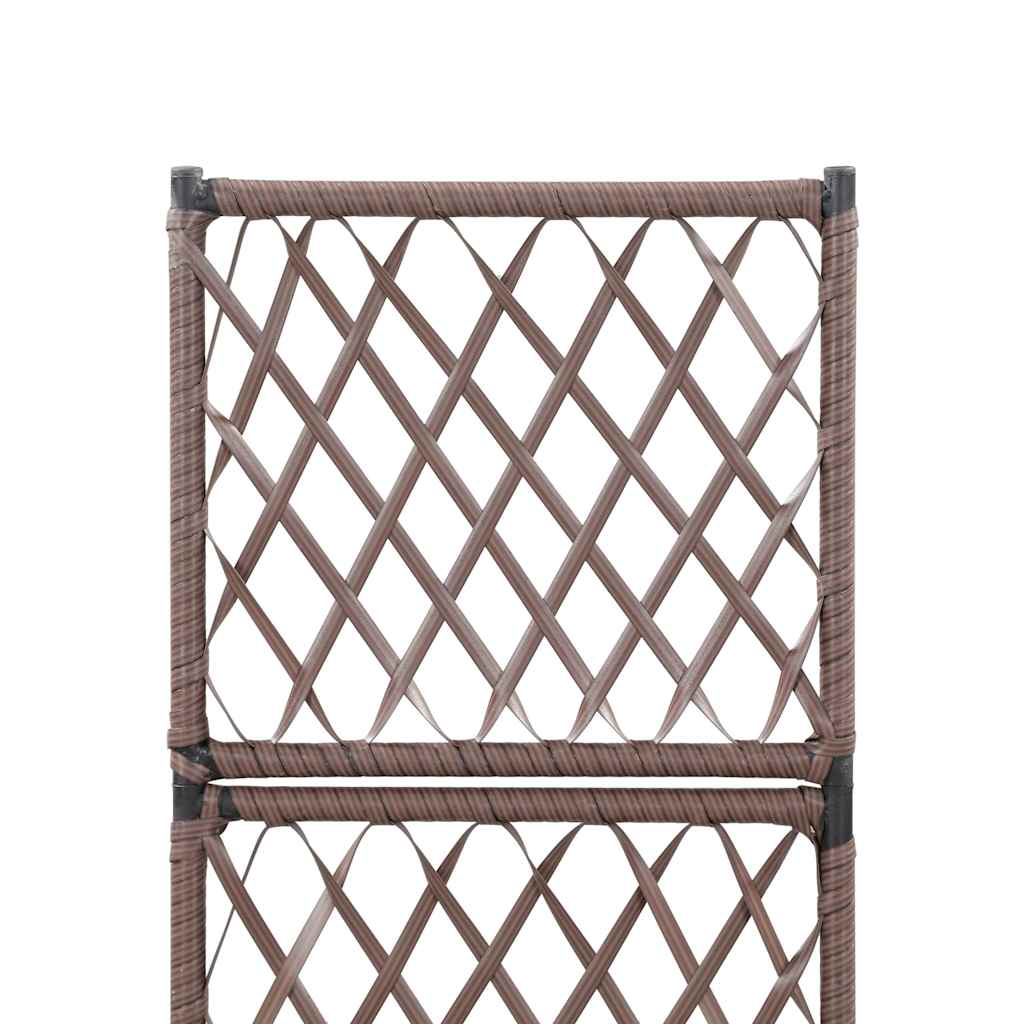 Trellis Raised Bed with 1 Pot 30x30x107 cm Poly Rattan Brown