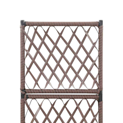Trellis Raised Bed with 1 Pot 30x30x107 cm Poly Rattan Brown