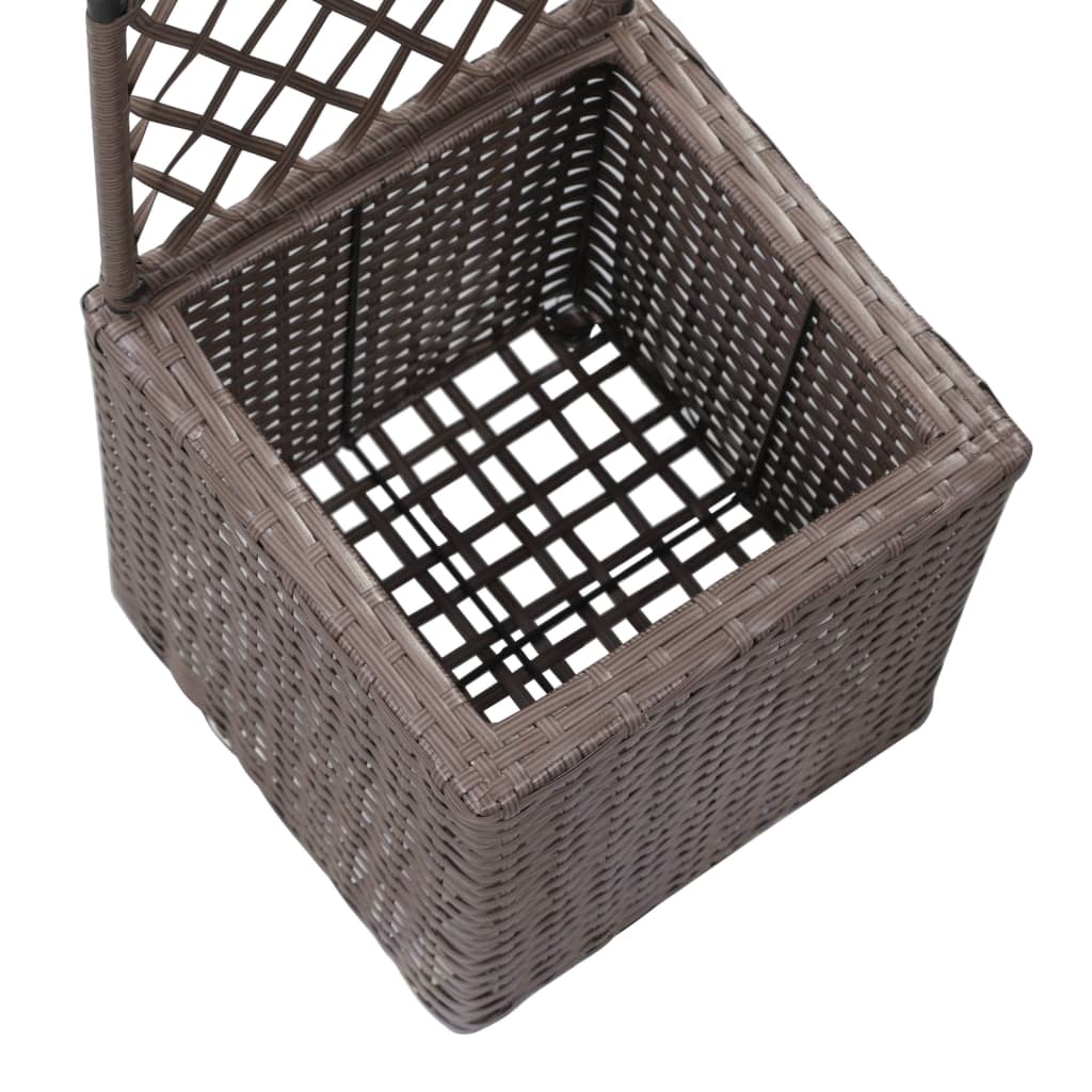 Trellis Raised Bed with 1 Pot 30x30x107 cm Poly Rattan Brown