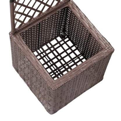 Trellis Raised Bed with 1 Pot 30x30x107 cm Poly Rattan Brown