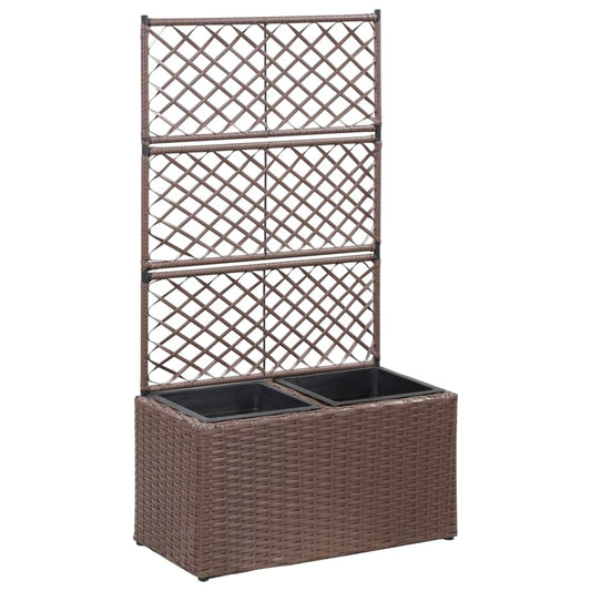 Raised Bed | Brown | Poly Rattan, Plastic | 58x30x107 cm | Planters