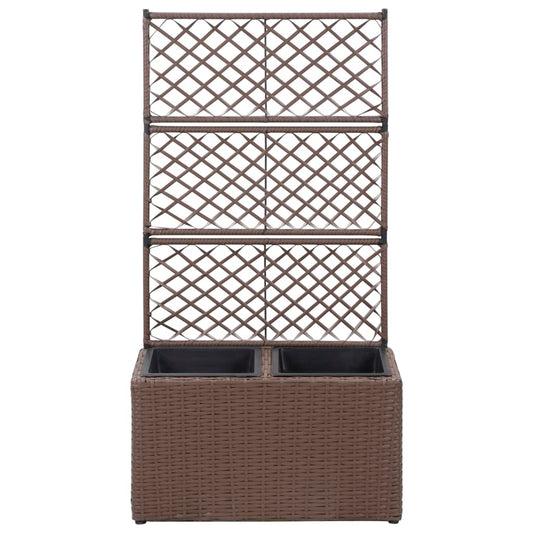 Raised Bed | Brown | Poly Rattan, Plastic | 58x30x107 cm | Planters