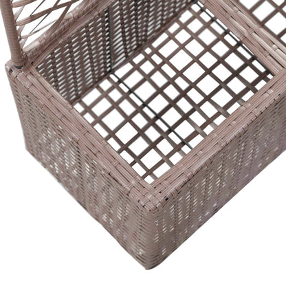 Trellis Raised Bed with 2 Pots 58x30x107 cm Poly Rattan Brown