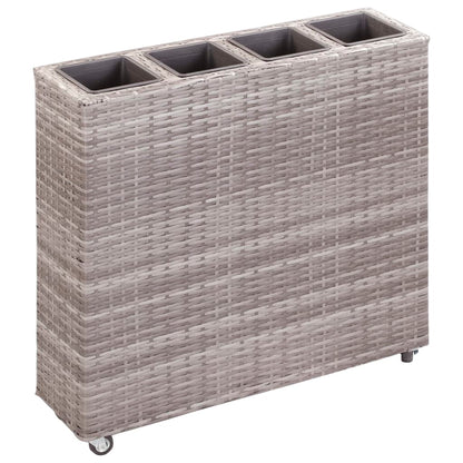 Garden Raised Bed with 4 Pots 80x22x79 cm Poly Rattan Grey