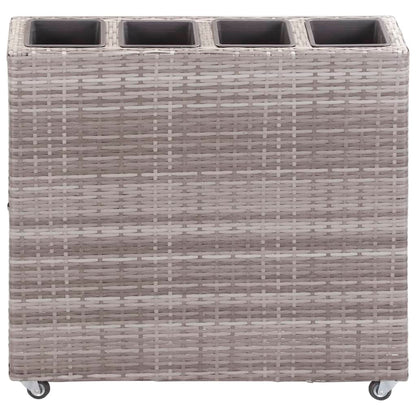 Garden Raised Bed with 4 Pots 80x22x79 cm Poly Rattan Grey