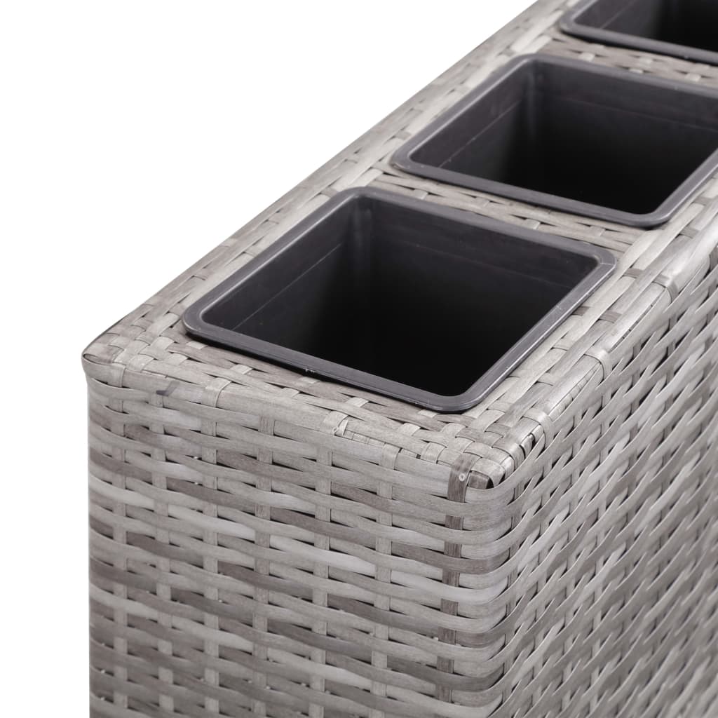 Garden Raised Bed with 4 Pots 80x22x79 cm Poly Rattan Grey