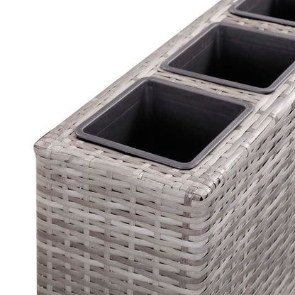 Garden Raised Bed with 4 Pots 80x22x79 cm Poly Rattan Grey