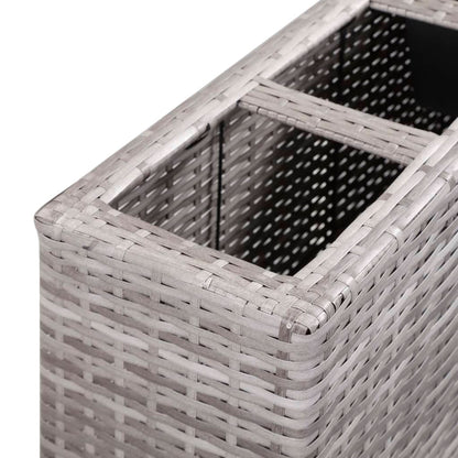 Garden Raised Bed with 4 Pots 80x22x79 cm Poly Rattan Grey