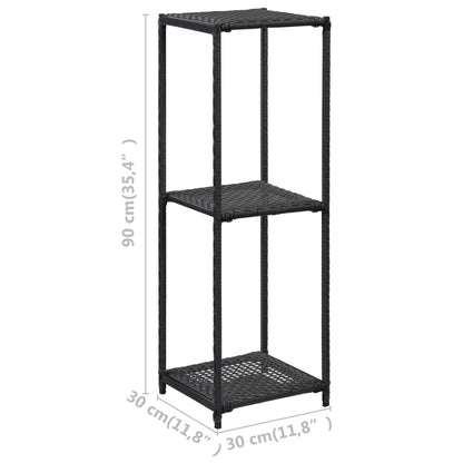 Storage Shelf Black 30x30x90 cm Poly Rattan